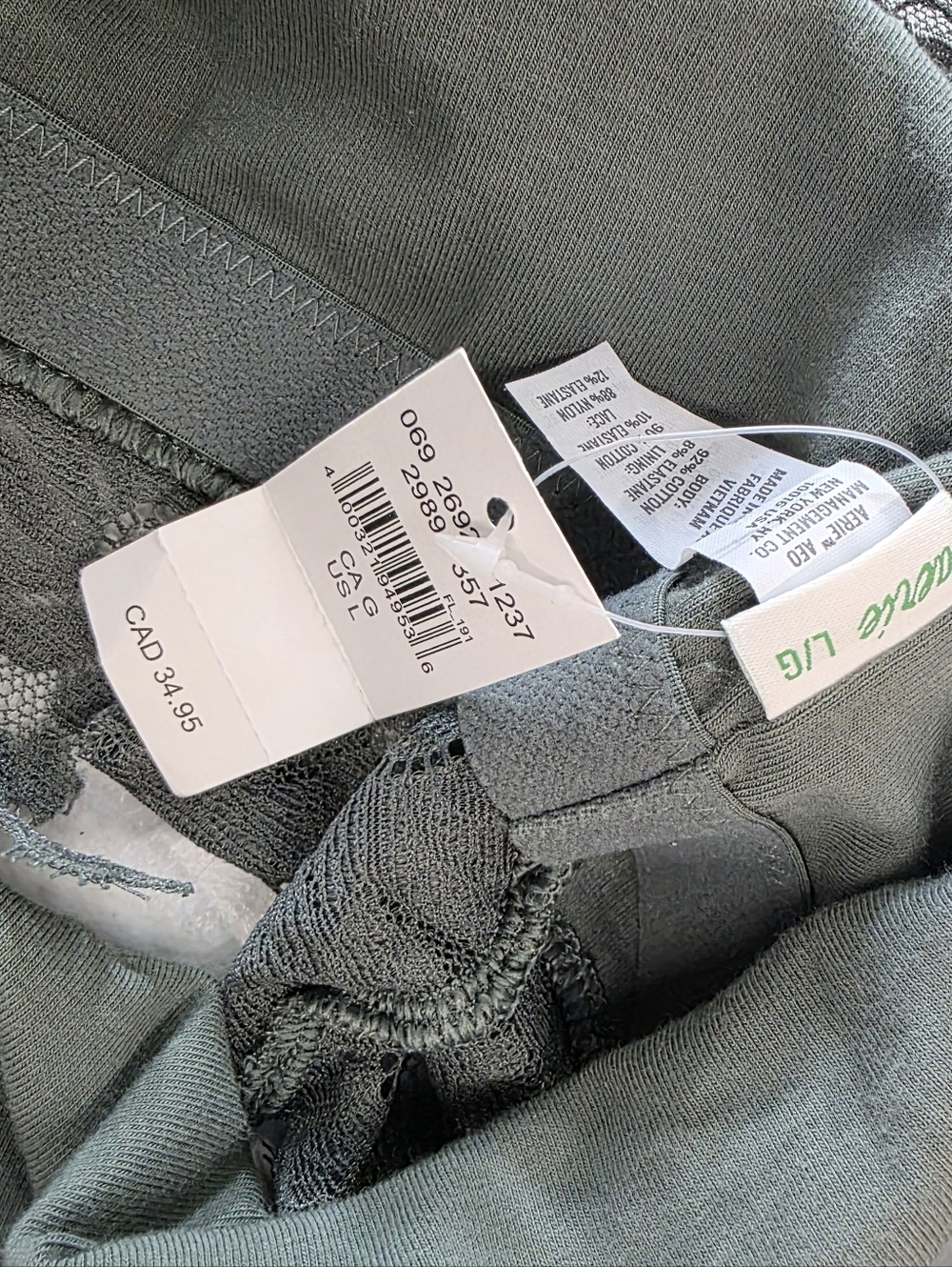Aerie Lace-Trim Ribbed Bralette in Sage Green - Picture 4 of 12